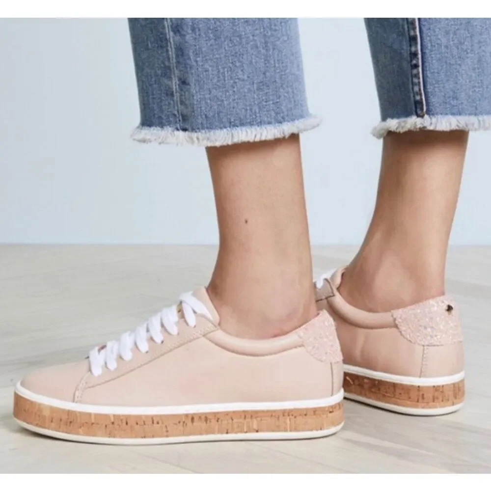 Kate Spade New York Amy Cork Bottom Blush Pink 100% Leather Sneakers Women's 5US